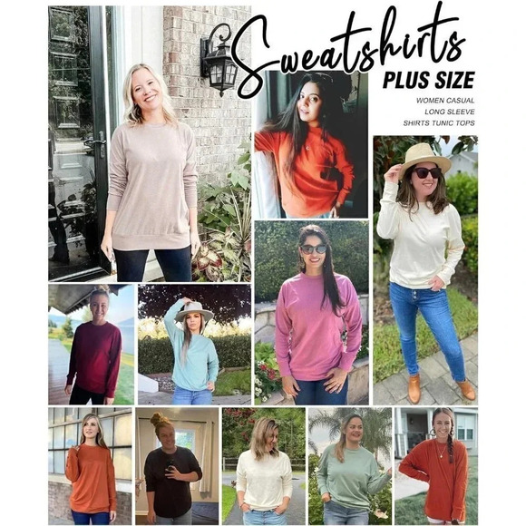 Plmoken Plus Size Sweatshirts For Women  Long Sleeve Tunic Tops For Leggings - Picture 6 of 6